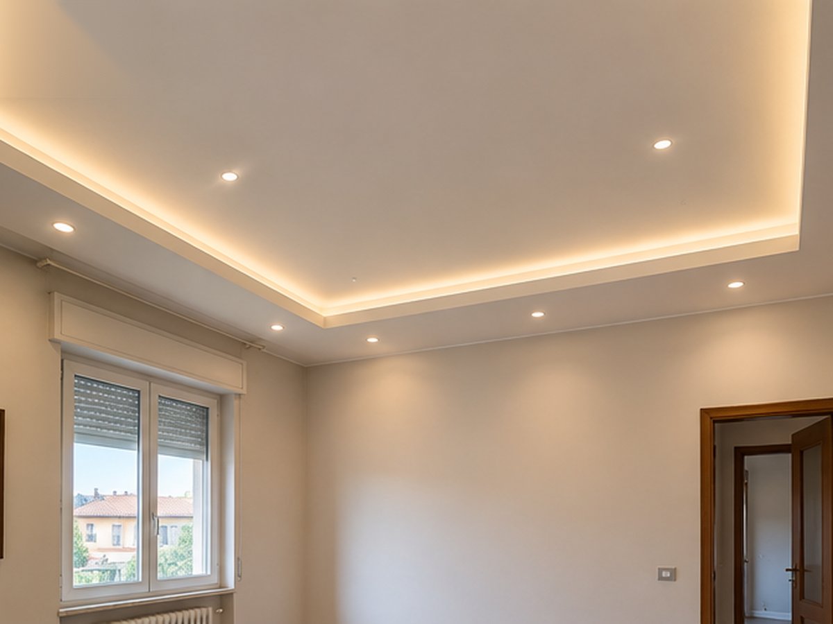 Dopo — Controsoffitto in cartongesso con luci a LED